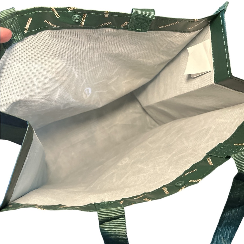 Lululemon Large Reusable Tote Bag Set of 2 Green and Silver - Picture 6 of 8
